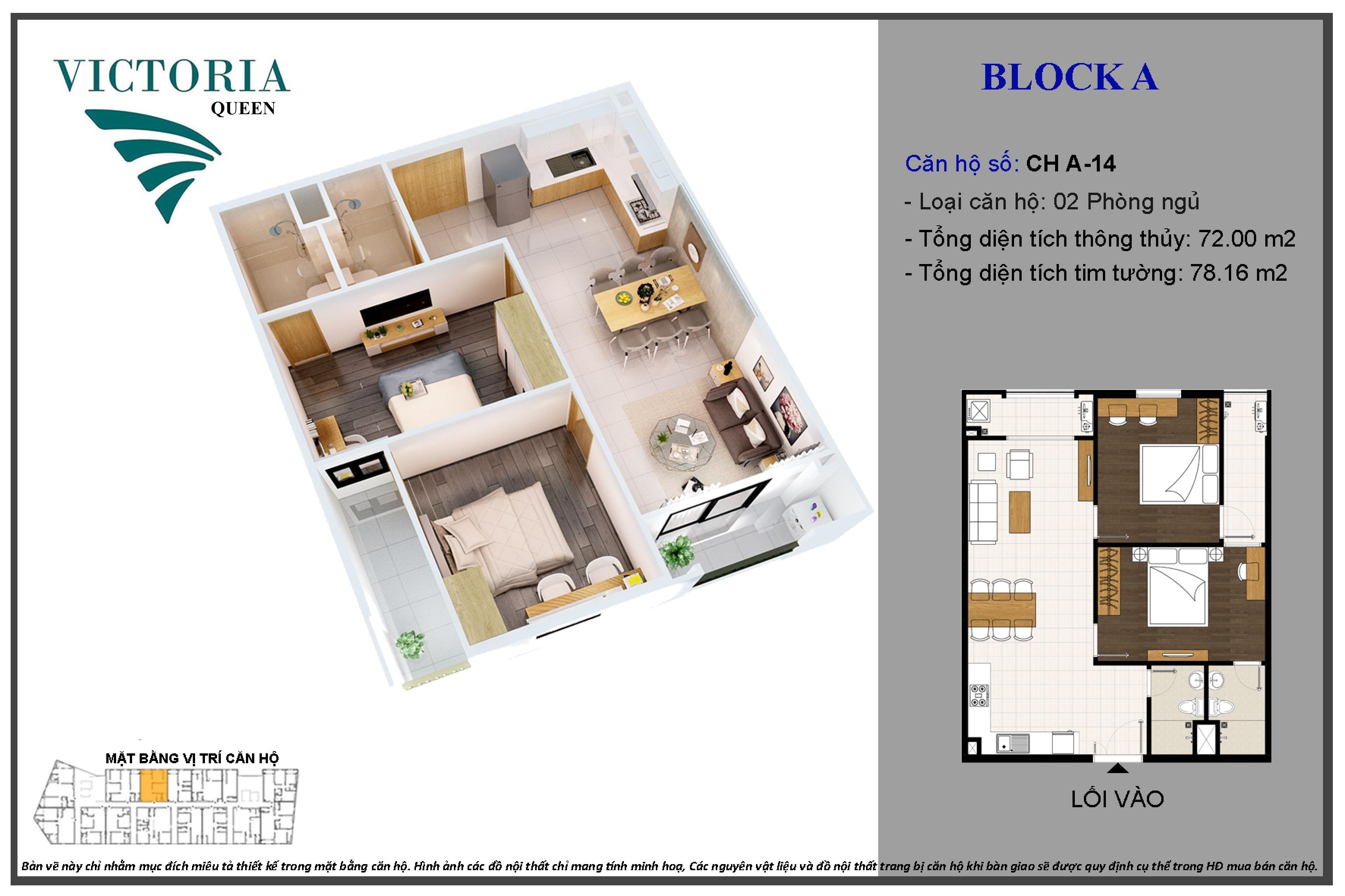 Mẫu thiết kế căn hộ 2PN dự án căn hộ Victoria Queen Bình Tân