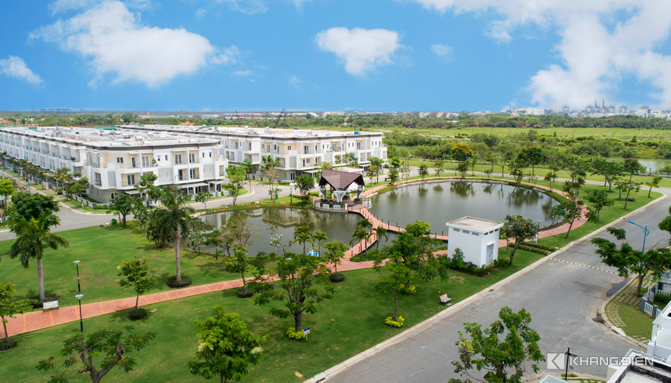 Landscape, lake, and park in the Melosa Khang Dien project